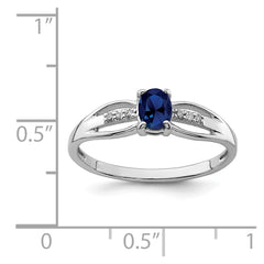 Sterling Silver Rhod-plated Diamond Created Sapphire Ring - 3