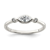 Sterling Silver Rhodium-plated Polished White Topaz Ring - 3