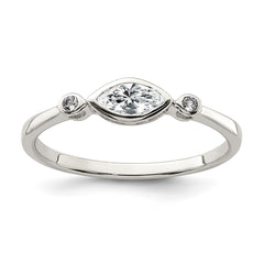 Sterling Silver Rhodium-plated Polished White Topaz Ring - 3
