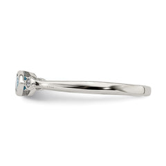 Sterling Silver Rhodium-plated Polished Blue Topaz/White Topaz Ring - 2