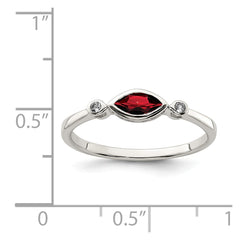 Sterling Silver Rhodium-plated Polished Garnet and White Topaz Ring - 3