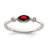 Sterling Silver Rhodium-plated Polished Garnet and White Topaz Ring - 3