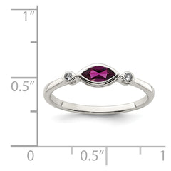 Sterling Silver Rhodium-plated Polished Rhololite and White Topaz Ring - 3
