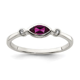 Sterling Silver Rhodium-plated Polished Rhololite and White Topaz Ring - 3