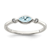 Sterling Silver Rhodium-plated Polished Aquamarine/White Topaz Ring - 3