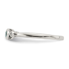 Sterling Silver Rhod-platd Polished Created Emerald/White Topaz Ring - 3