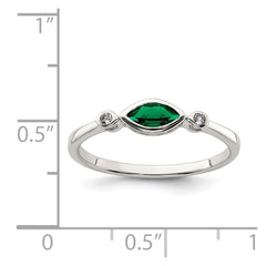 Sterling Silver Rhod-platd Polished Created Emerald/White Topaz Ring - 3