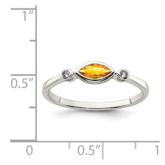Sterling Silver Rhodium-plated Polished Citrine and White Topaz Ring - 3
