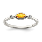 Sterling Silver Rhodium-plated Polished Citrine and White Topaz Ring - 2
