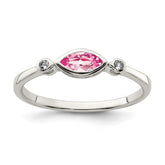 Sterling Silver Rhod-pltd Polished Pink Tourmaline/ White Topaz Ring - 3