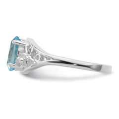 Sterling Silver Rhodium Blue Topaz Ring - 19