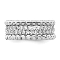 Sterling Silver Rhodium Plated CZ Ring - 13