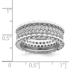 Sterling Silver Rhodium Plated CZ Ring - 13