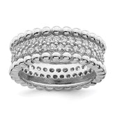 Sterling Silver Rhodium Plated CZ Ring - 13