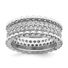 Sterling Silver Rhodium Plated CZ Ring - 13