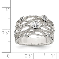 Sterling Silver Fancy CZ Ring - 5