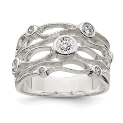 Sterling Silver Fancy CZ Ring - 5