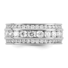 Sterling Silver Rhodium-plated CZ 3-row Eternity Ring - 2