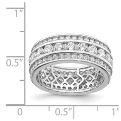 Sterling Silver Rhodium-plated CZ 3-row Eternity Ring - 3