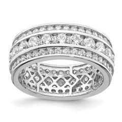 Sterling Silver Rhodium-plated CZ 3-row Eternity Ring - 3