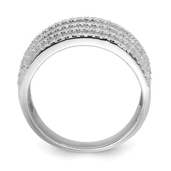 Sterling Silver Rhodium-plated CZ Wide Band Ring - 6
