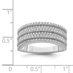 Sterling Silver Rhodium-plated CZ Wide Band Ring - 6