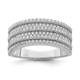 Sterling Silver Rhodium-plated CZ Wide Band Ring - 6