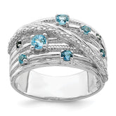 Sterling Silver Rhodium-plated London Blue Topaz and Diamond Ring - 3