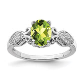 Sterling Silver Rhod-plated Polished Peridot and White CZ Ring - 3