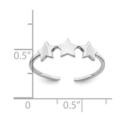 Sterling Silver Rhodium Plated Stars Adjustable Ring