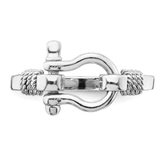 De-Ani Sterling Silver Rhodium-Plated Polished Shackle with Rope Trim Ring - 3