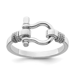 De-Ani Sterling Silver Rhodium-Plated Polished Shackle with Rope Trim Ring - 3