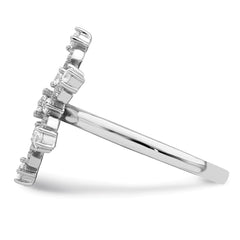 Sterling Silver Rhodium-plated CZ Snowflake Ring - 3