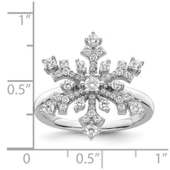 Sterling Silver Rhodium-plated CZ Snowflake Ring - 3