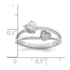 Sterling Silver Rhodium plated CZ Hearts Ring - 3