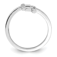 Sterling Silver Rhodium-plated CZ Double Cross Adjustable Ring