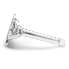 Sterling Silver Rhodium plated Hearts & Cross Ring - 2