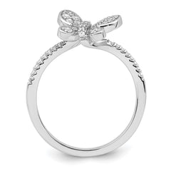 Sterling Silver Rhodium-plated CZ Butterfly Ring - 6