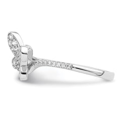 Sterling Silver Rhodium-plated CZ Butterfly Ring - 6