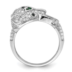 Sterling Silver Rhodium-plated Polished CZ Cheetah Ring - 3