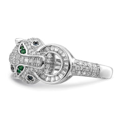 Sterling Silver Rhodium-plated Polished CZ Cheetah Ring - 3