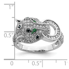 Sterling Silver Rhodium-plated Polished CZ Cheetah Ring - 3