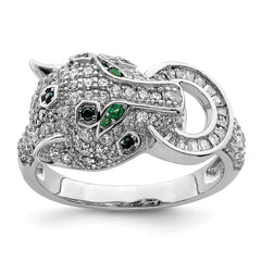 Sterling Silver Rhodium-plated Polished CZ Cheetah Ring - 3