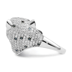 Sterling Silver Rhodium-plated Polished CZ Cheetah Ring - 5