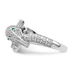 Sterling Silver Rhodium-plated Polished CZ Alligator Ring - 2