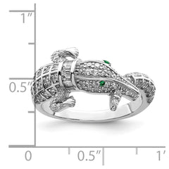 Sterling Silver Rhodium-plated Polished CZ Alligator Ring - 2