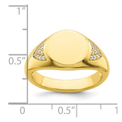 Sterling Silver CZ Gold-tone Signet Ring - 3