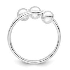 Sterling Silver Rhodium-plated Polished 3 Ball Ring - 2