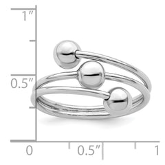 Sterling Silver Rhodium-plated Polished 3 Ball Ring - 2