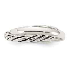 Sterling Silver Polished & Twisted Intertwined Rings - 3